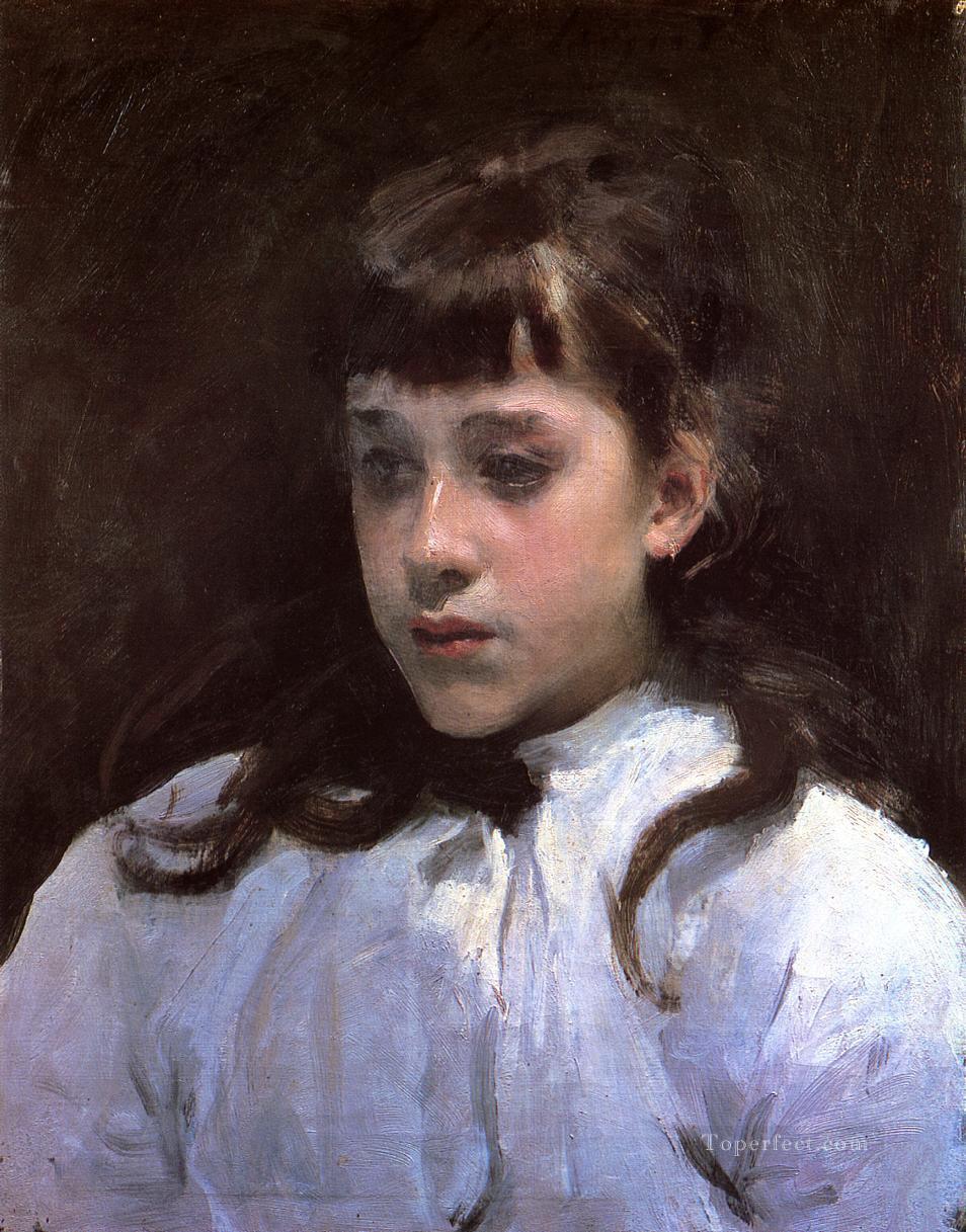 Young Girl Wearing a White Muslin Blouse John Singer Sargent Oil Paintings